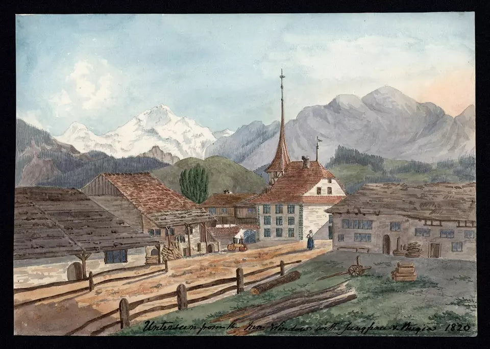 Elizabeth Campbell (1783-1861) Watercolour Painting - Unterseen Switzerland 1820