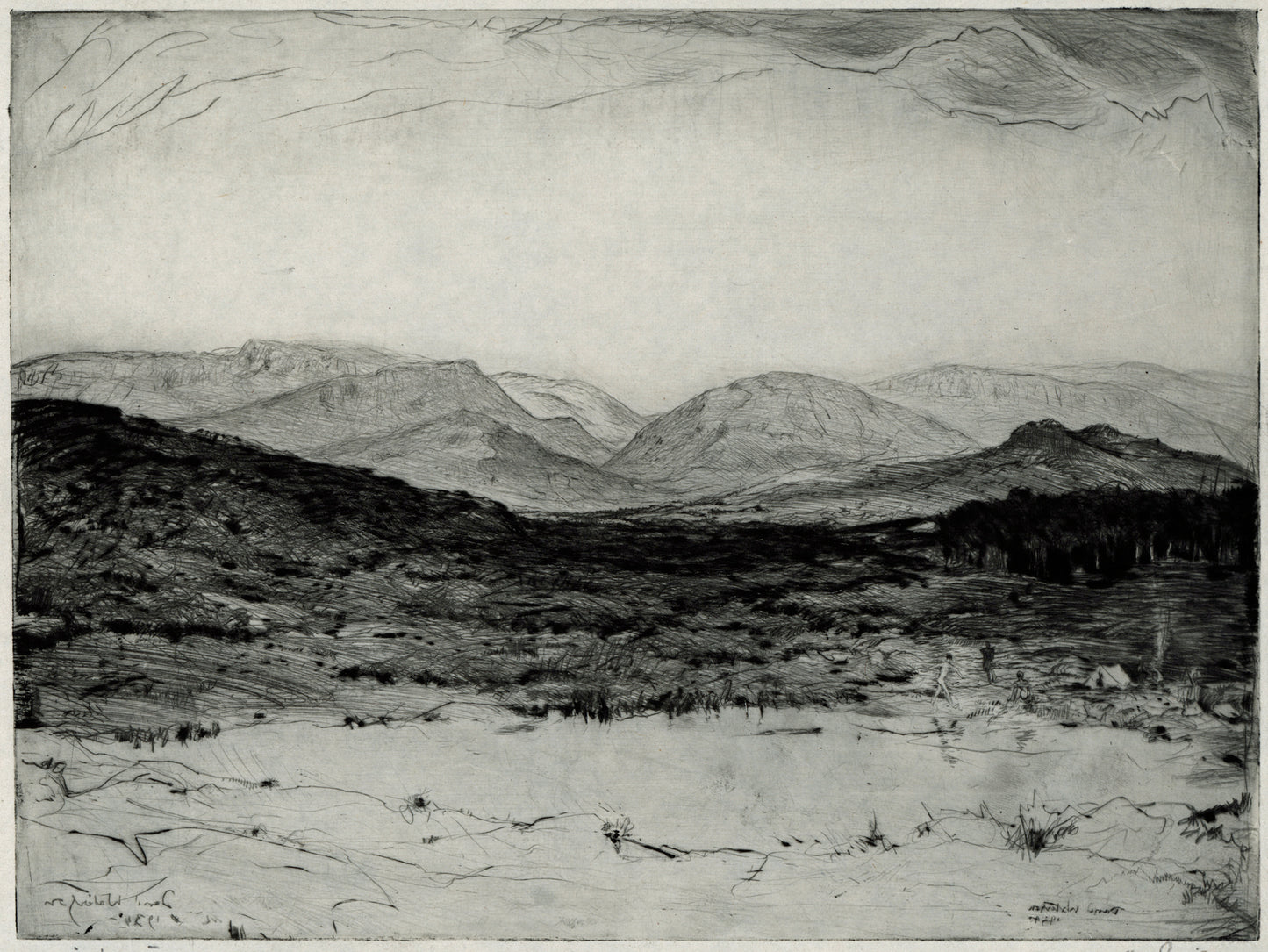 David Waterson (1870-1954) Signed Etching - Dawn On The Lairig, Cairngorms Scotland