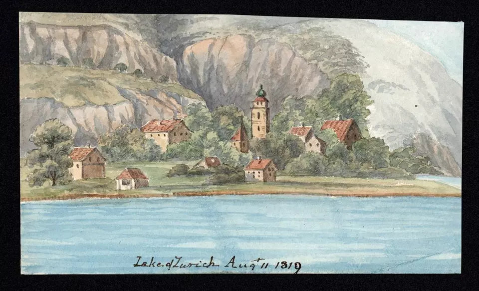 Elizabeth Campbell (1783-1861) Watercolour Painting - Lake of Zurich, Switzerland 1819
