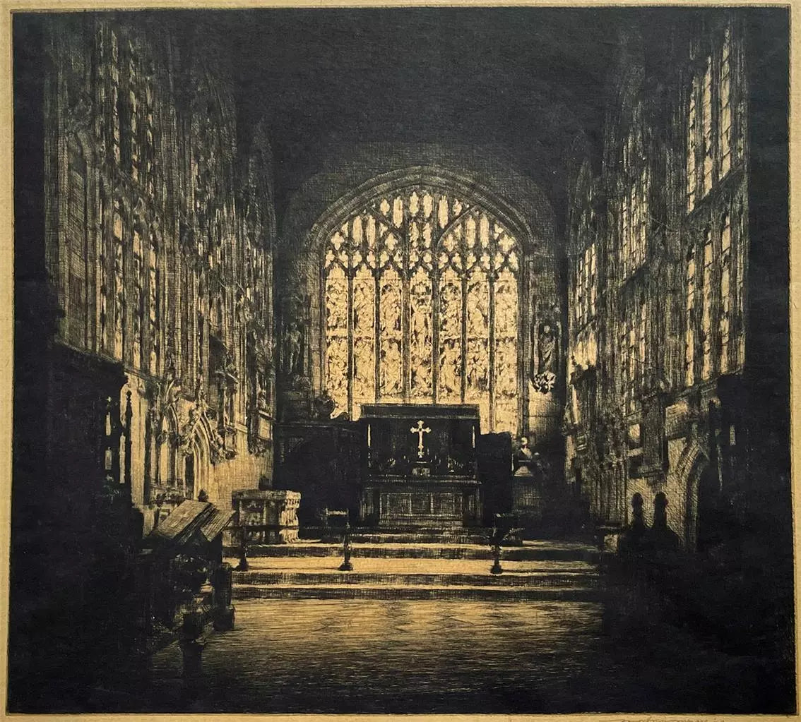 Mortimer Luddington Menpes (1855-1938) Signed Etching - Holy Trinity Church Interior, Straford-upon-Avon