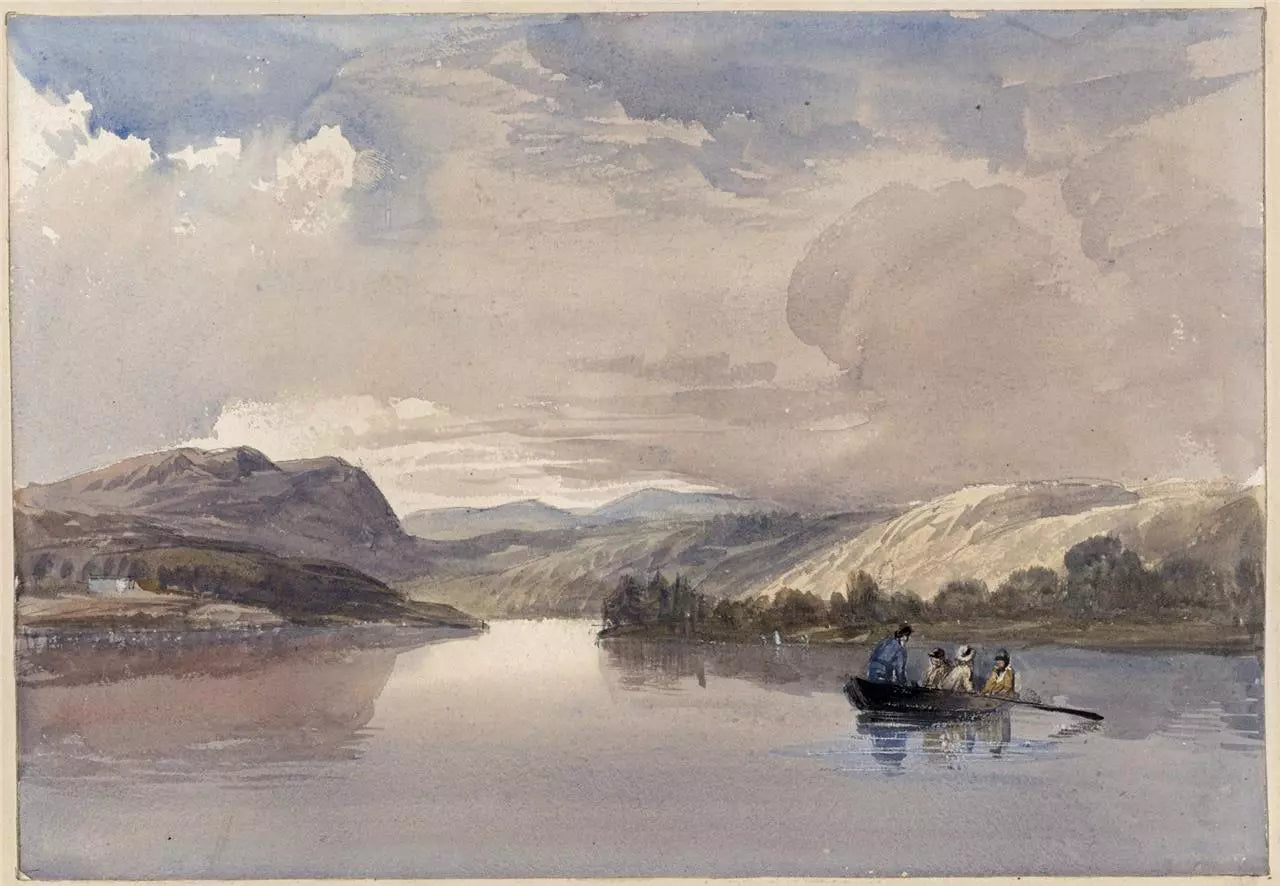 Thomas Kerr Fairless (1825-1853) Watercolour Painting - Boat On River - Landscape