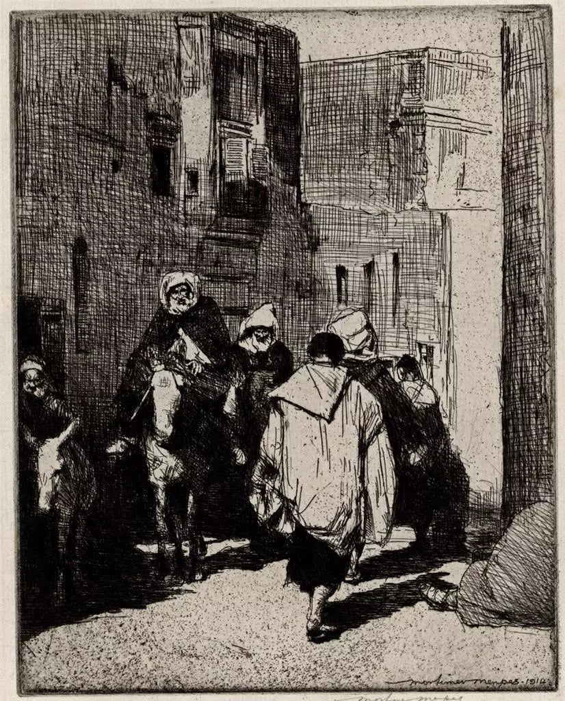 Mortimer Luddington Menpes - Signed Etching - Figures & Donkeys In Street Scene 1914
