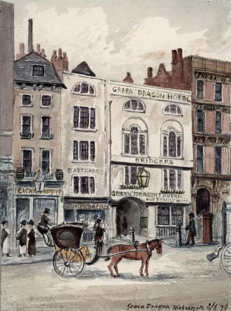 Green Dragon Bishopsgate London 1876 - Watercolour Painting - Algerina Peckover (1841-1927)