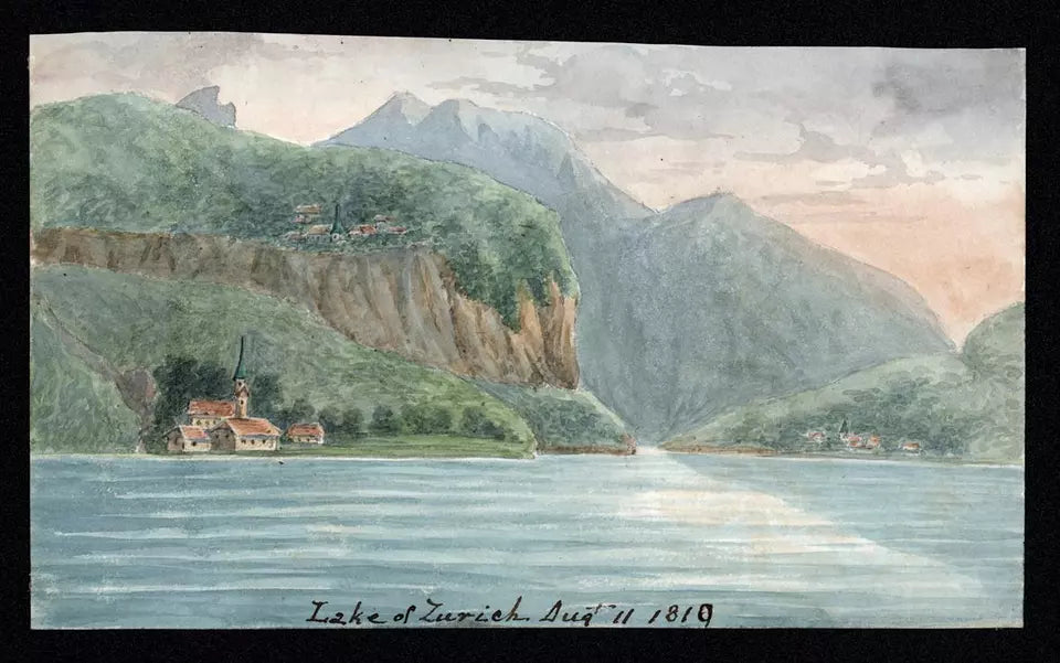 Elizabeth Campbell (1783-1861) Watercolour Painting - Lake Of Zurich, Switzerland - 1819