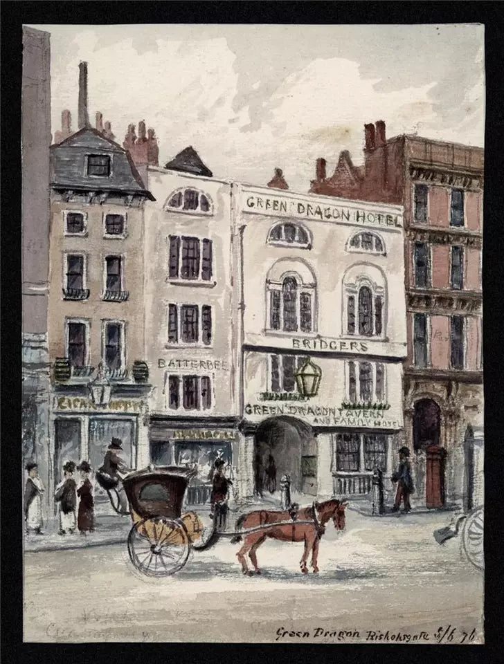 Green Dragon Bishopsgate London 1876 - Watercolour Painting - Algerina Peckover (1841-1927)