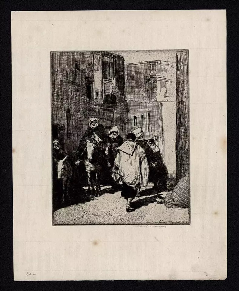Mortimer Luddington Menpes - Signed Etching - Figures & Donkeys In Street Scene 1914