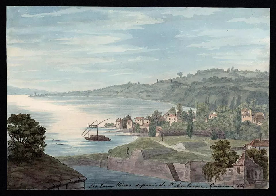 Elizabeth Campbell (1783-1861) - Watercolour Painting - Saint-Antoine, Geneva, Switzerland 1824