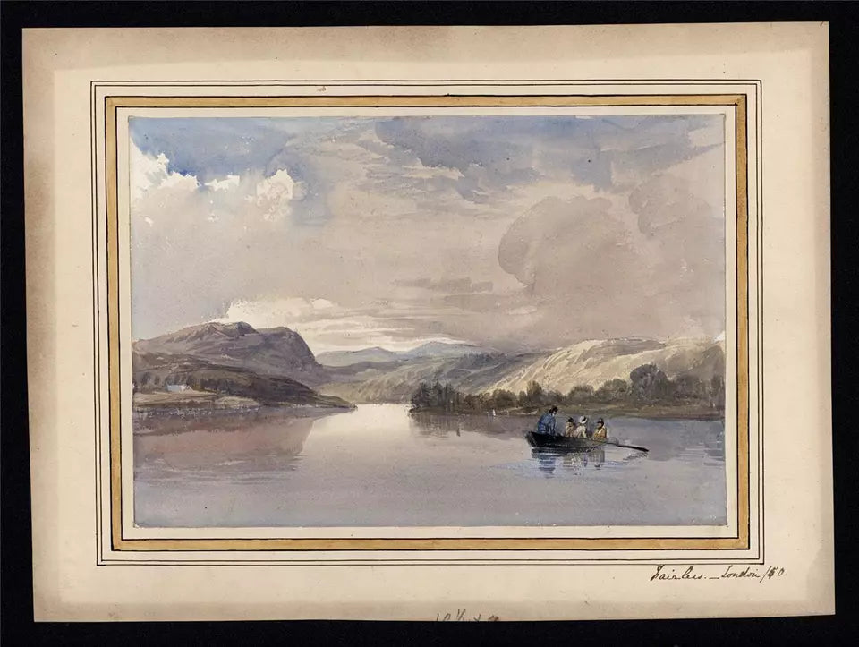 Thomas Kerr Fairless (1825-1853) Watercolour Painting - Boat On River - Landscape