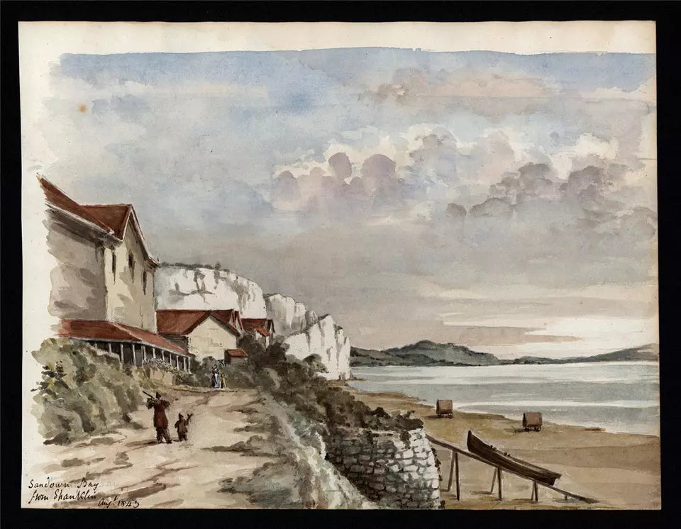 Sir James Lillyman Caldwell (1770-1863) - Watercolour Painting - Sandown Bay Shanklin Isle of Wight