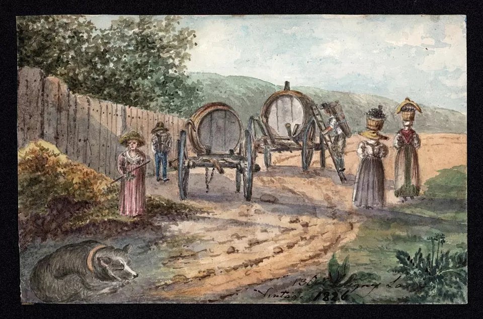 Elizabeth Campbell (1783-1861) Watercolour Painting - Wine Makers At Satigny, Switzerland 1826
