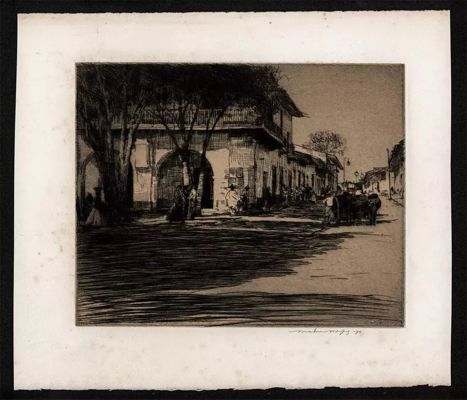 Mortimer Luddington Menpes - Signed Etching - Mexico, Street Scene With Shade - 2