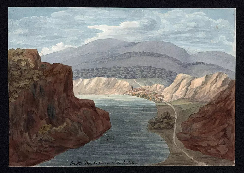 Elizabeth Campbell (1783-1861) Watercolour Painting - On The Doubs River 1824