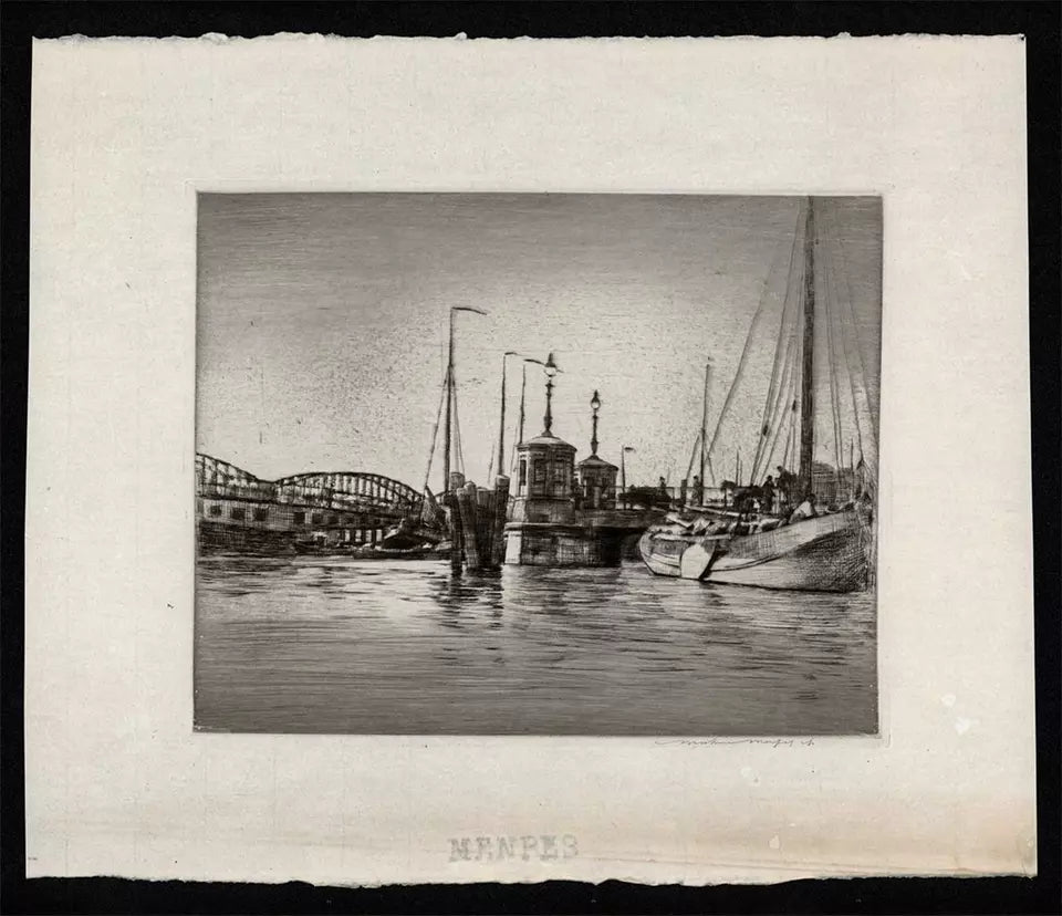 Mortimer Luddington Menpes (1855-1938) - Pencil Signed Etching - Rotterdam Netherlands