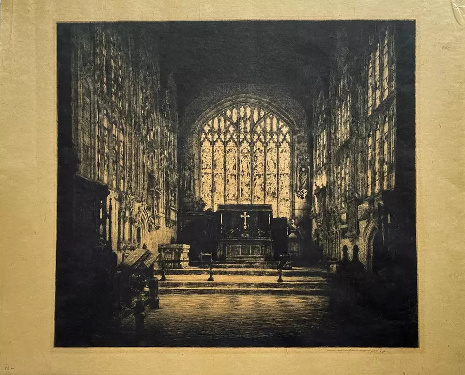 Mortimer Luddington Menpes (1855-1938) Signed Etching - Holy Trinity Church Interior, Straford-upon-Avon