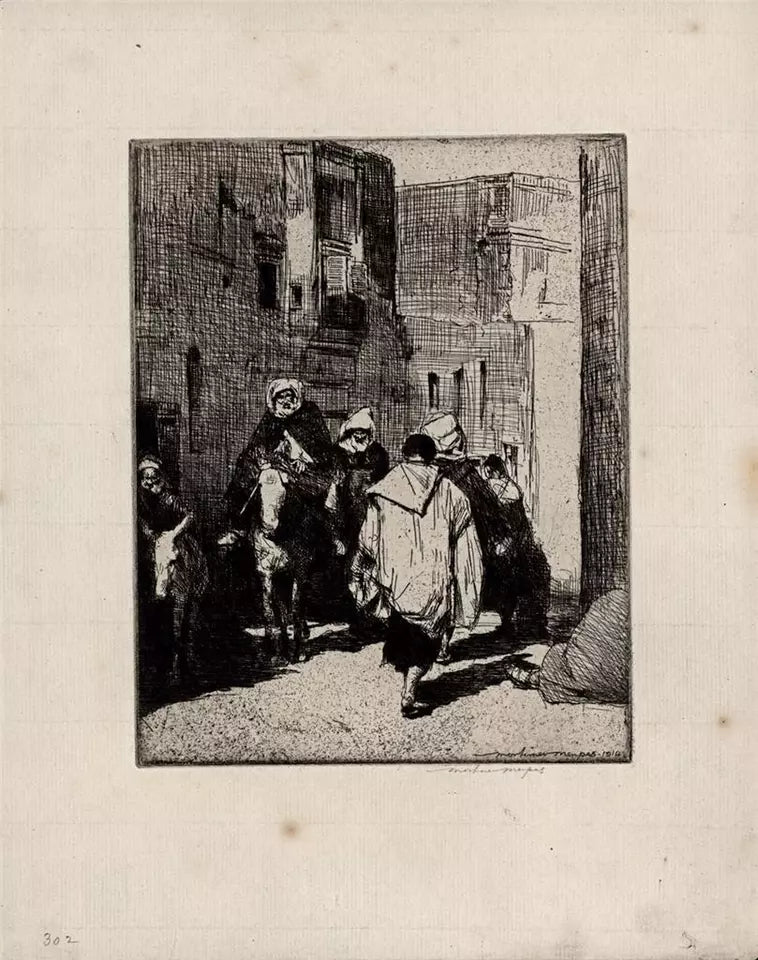 Mortimer Luddington Menpes - Signed Etching - Figures & Donkeys In Street Scene 1914