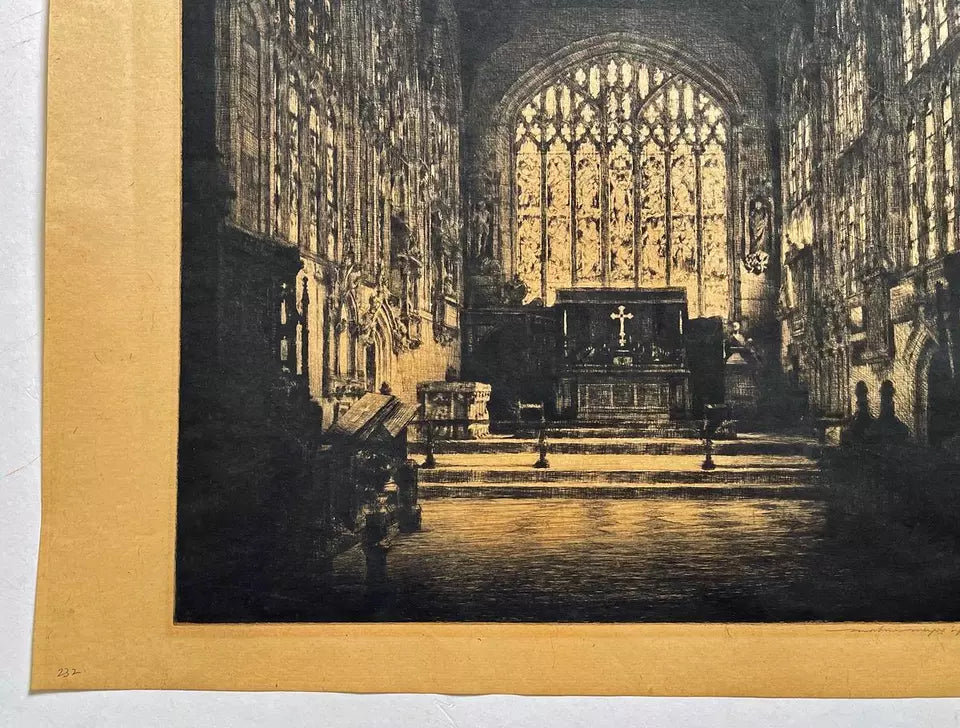Mortimer Luddington Menpes (1855-1938) Signed Etching - Holy Trinity Church Interior, Straford-upon-Avon
