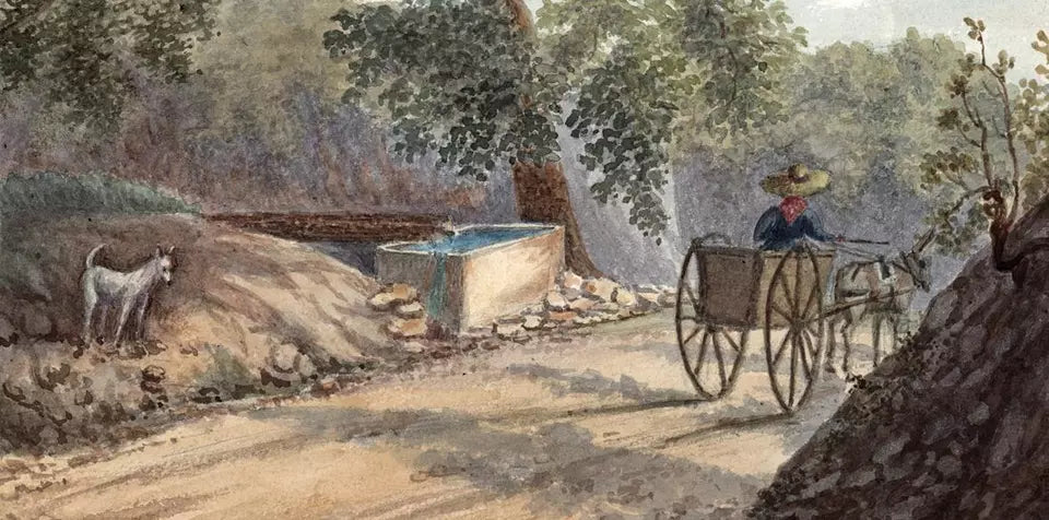 Elizabeth Campbell (1783-1861) Watercolour Painting - Geneva, milk cart, road of Satigny, Switzerland