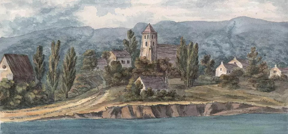 Elizabeth Campbell (1783-1861) Watercolour Painting - Aizier France - 1824
