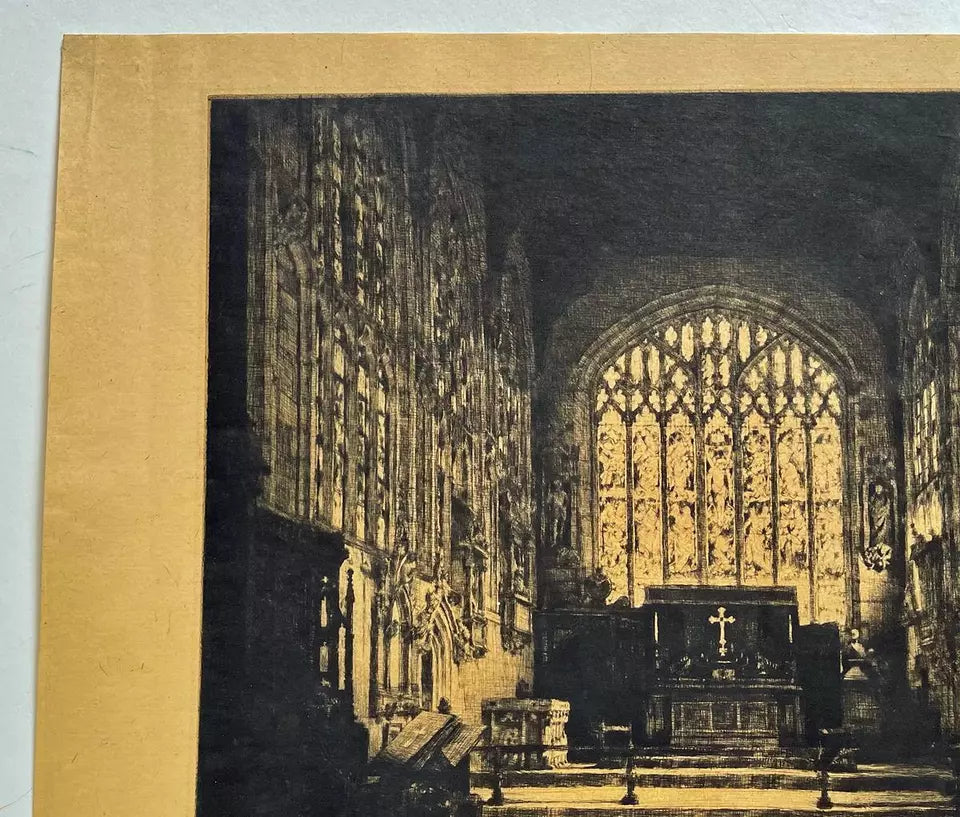 Mortimer Luddington Menpes (1855-1938) Signed Etching - Holy Trinity Church Interior, Straford-upon-Avon