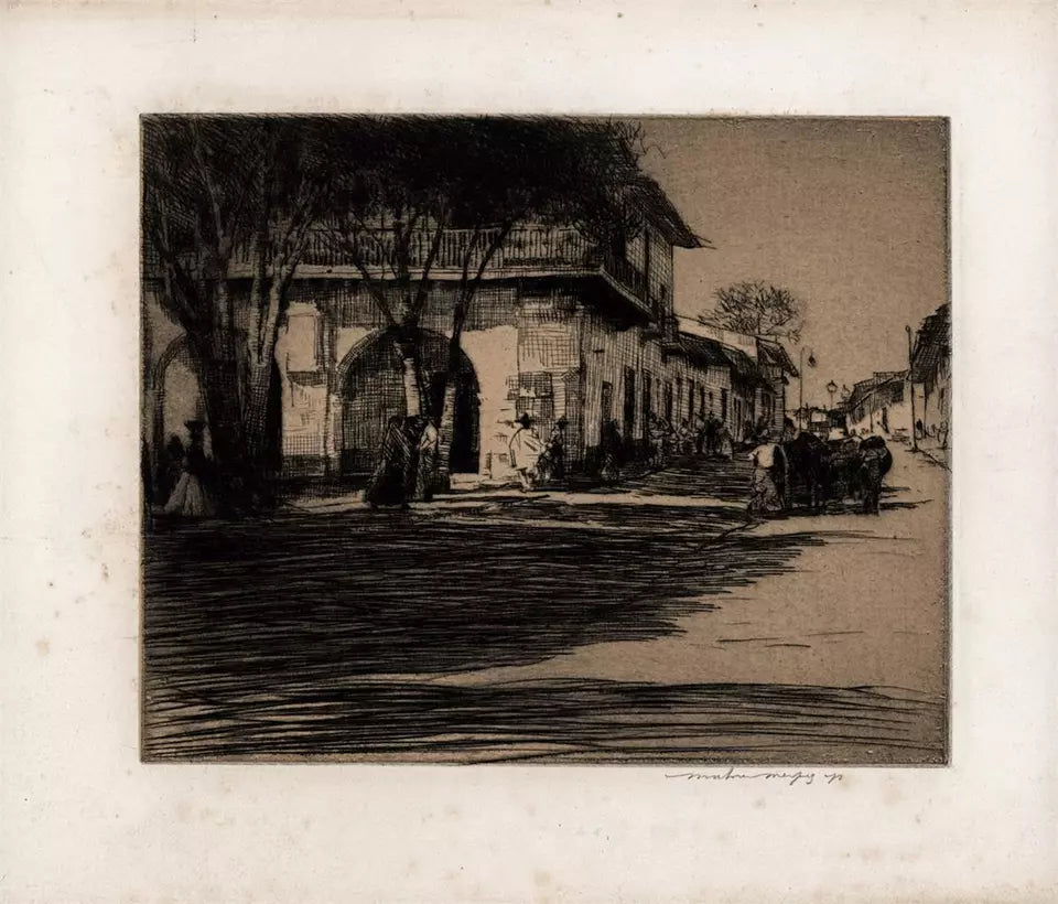 Mortimer Luddington Menpes - Signed Etching - Mexico, Street Scene With Shade - 2