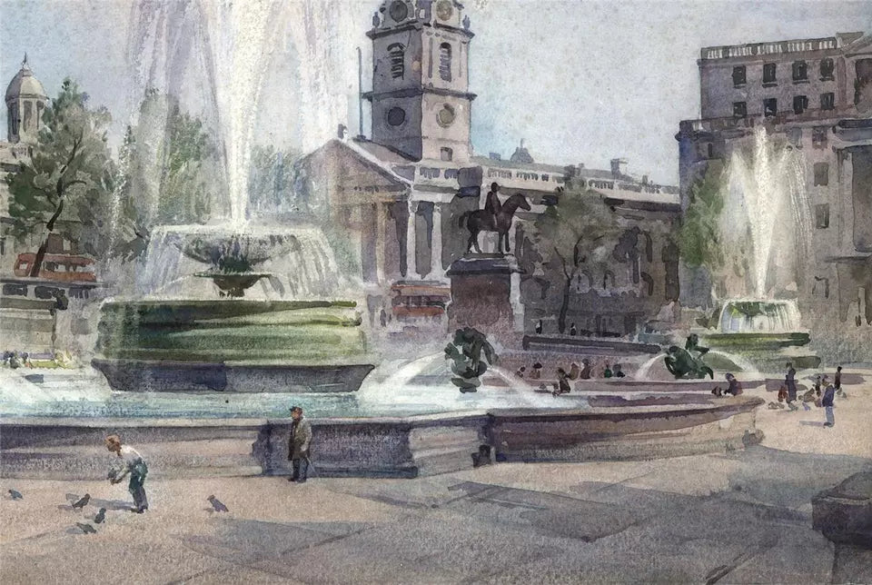George C. Cameron - Watercolour Painting - Trafalgar Square London - 20th Century