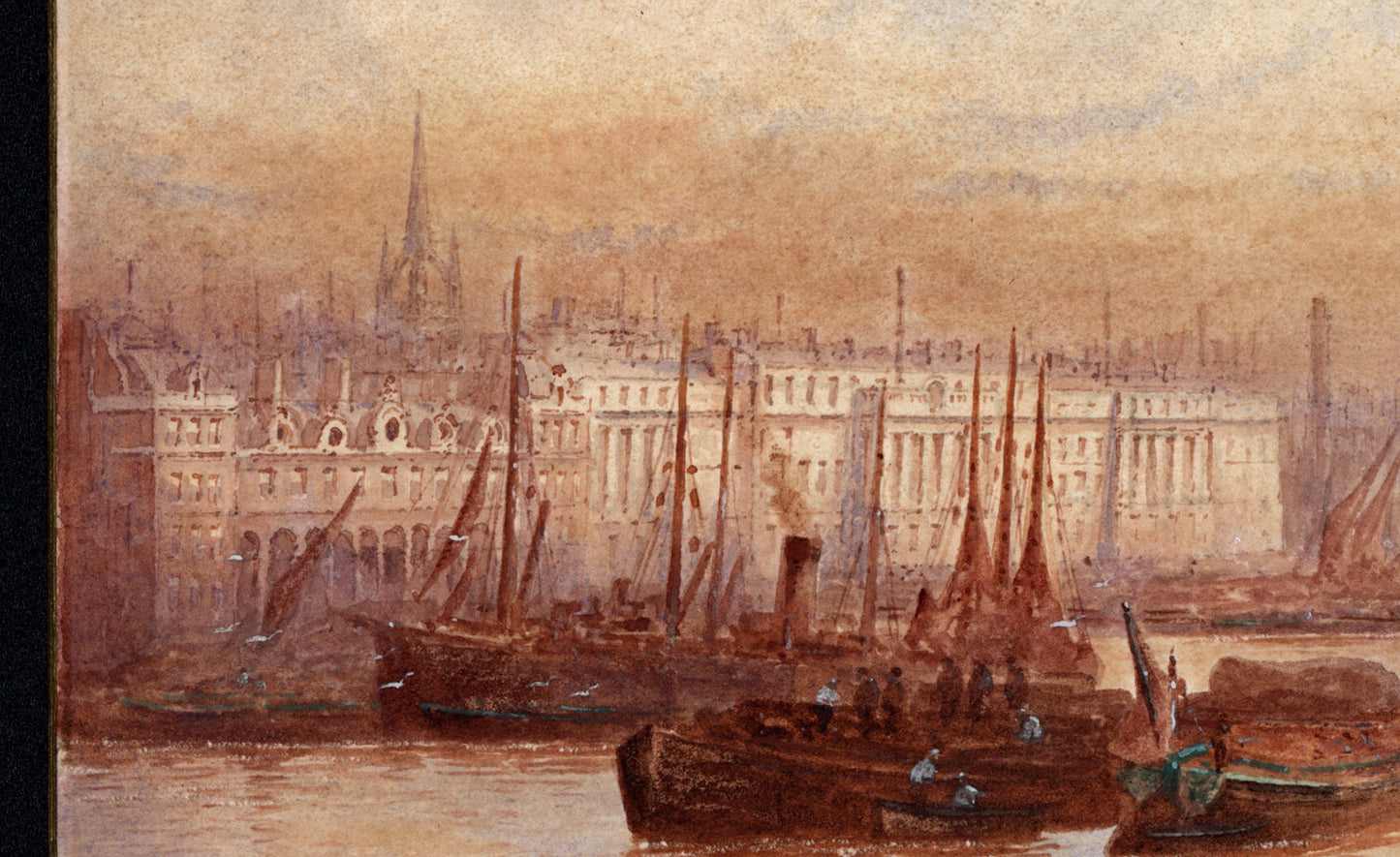 Frederick Edward Joseph Goff (1855-1931) Watercolour Painting - Off Custom House London - River Thames
