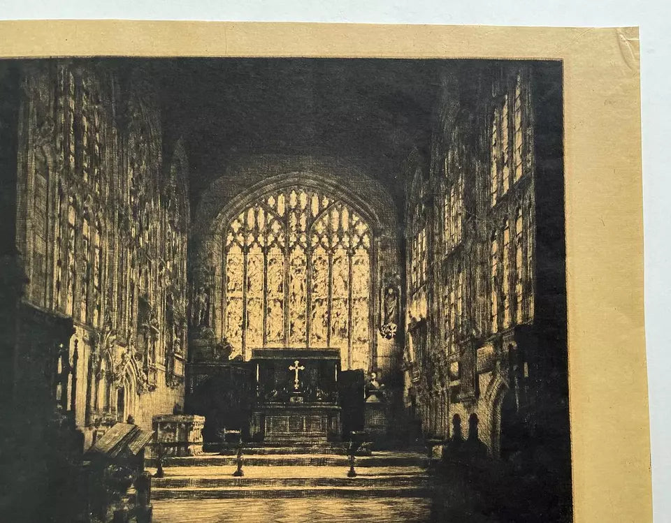 Mortimer Luddington Menpes (1855-1938) Signed Etching - Holy Trinity Church Interior, Straford-upon-Avon