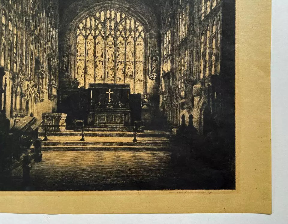 Mortimer Luddington Menpes (1855-1938) Signed Etching - Holy Trinity Church Interior, Straford-upon-Avon