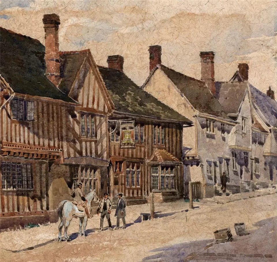 Arthur Charles Fare (1876-1958) Watercolour Painting - The Bell Kersey Suffolk