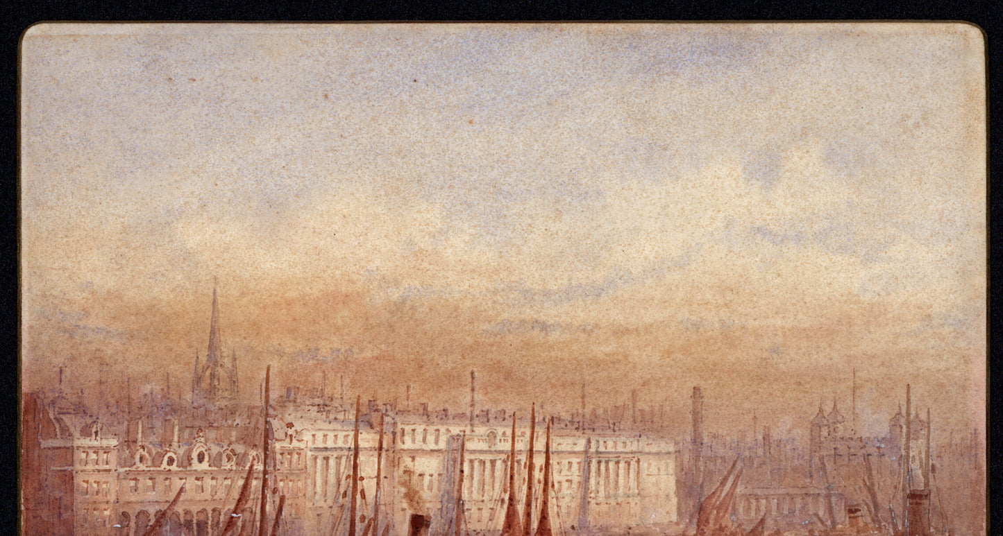 Frederick Edward Joseph Goff (1855-1931) Watercolour Painting - Off Custom House London - River Thames
