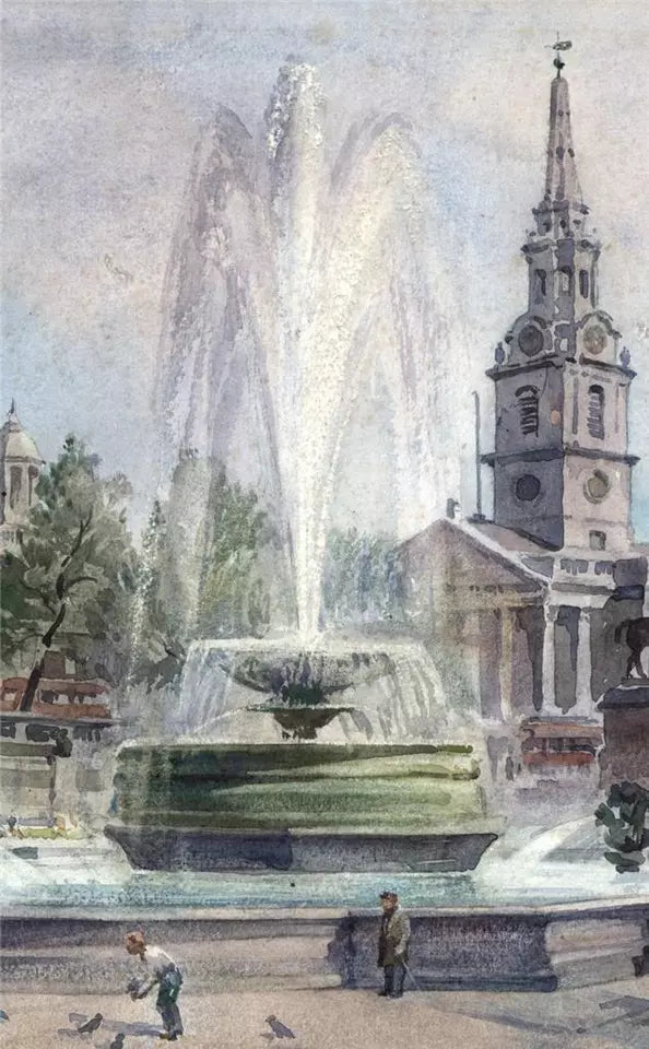George C. Cameron - Watercolour Painting - Trafalgar Square London - 20th Century