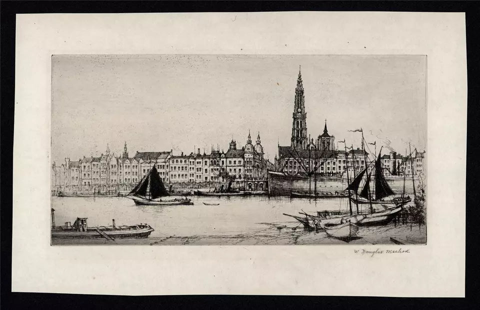 William Douglas Macleod (1892-1963) - Pencil Signed Etching - Antwerp Belgium