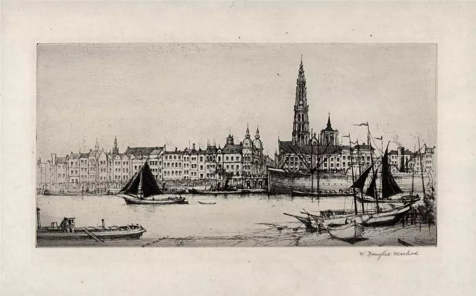 William Douglas Macleod (1892-1963) - Pencil Signed Etching - Antwerp Belgium