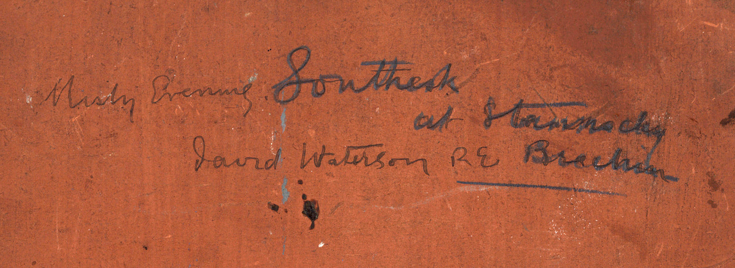 David Waterson (1870-1954) Oil Painting - Misty Evening South Esk At Stannochy Brechin Scotland