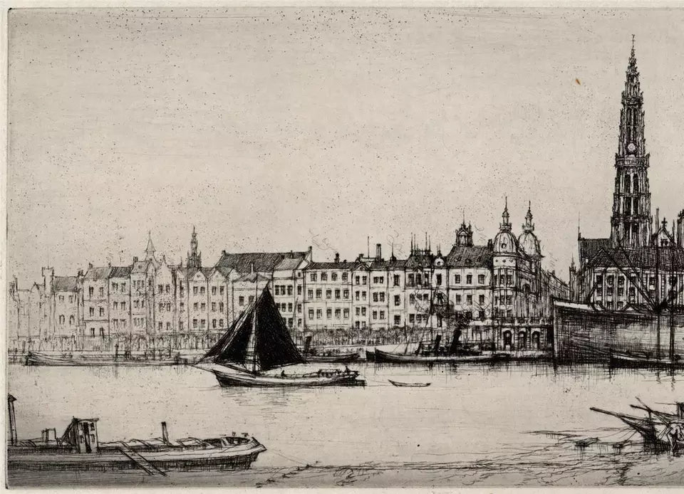 William Douglas Macleod (1892-1963) - Pencil Signed Etching - Antwerp Belgium