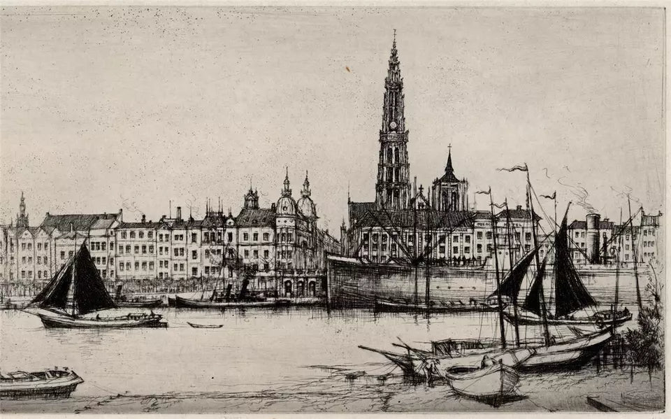 William Douglas Macleod (1892-1963) - Pencil Signed Etching - Antwerp Belgium