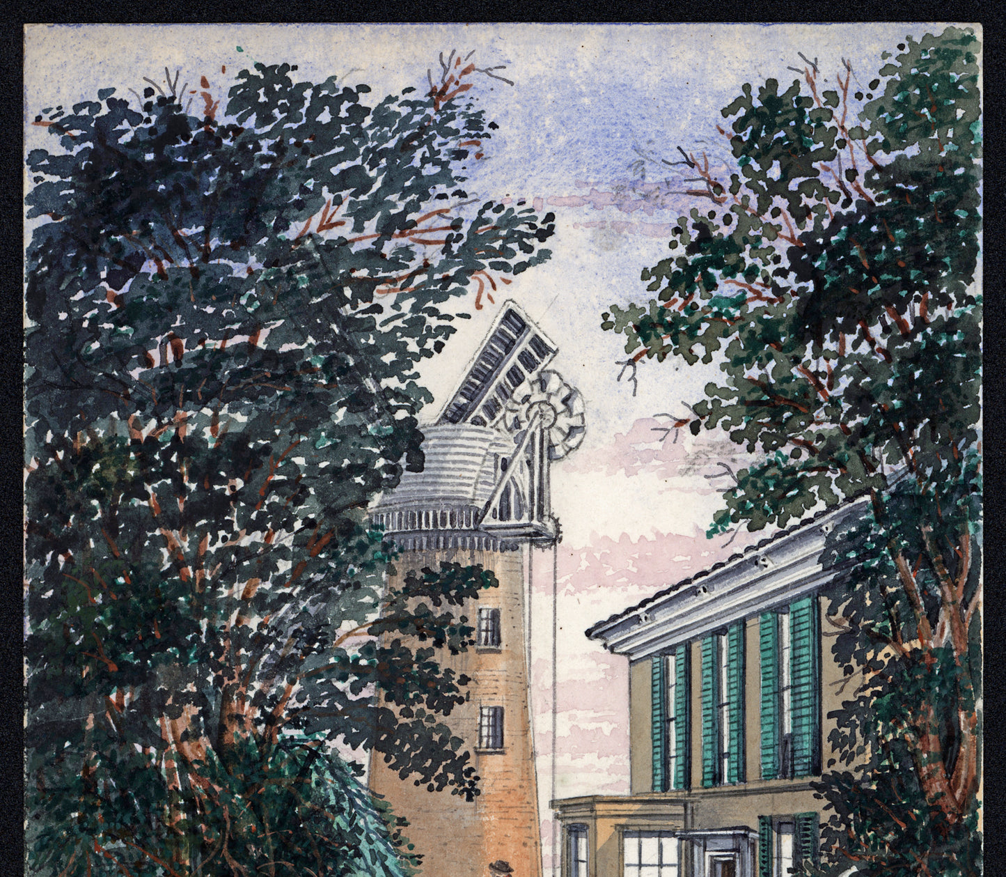 Runton Mill House Near Cromer 1865 Watercolour Painting - 19th Century
