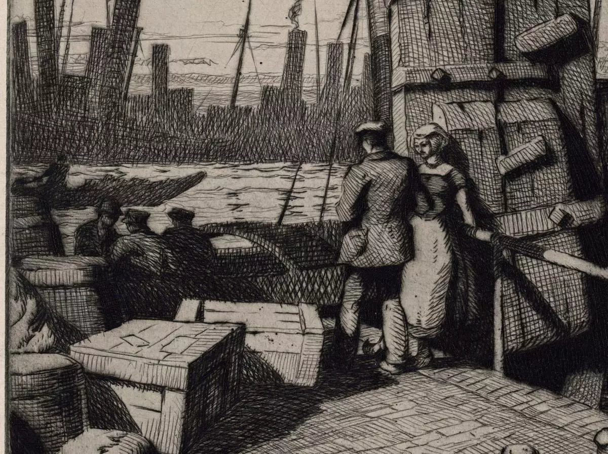 Leslie Moffat Ward (1888-1978) Signed Etching - Tugs on the Maas, Holland