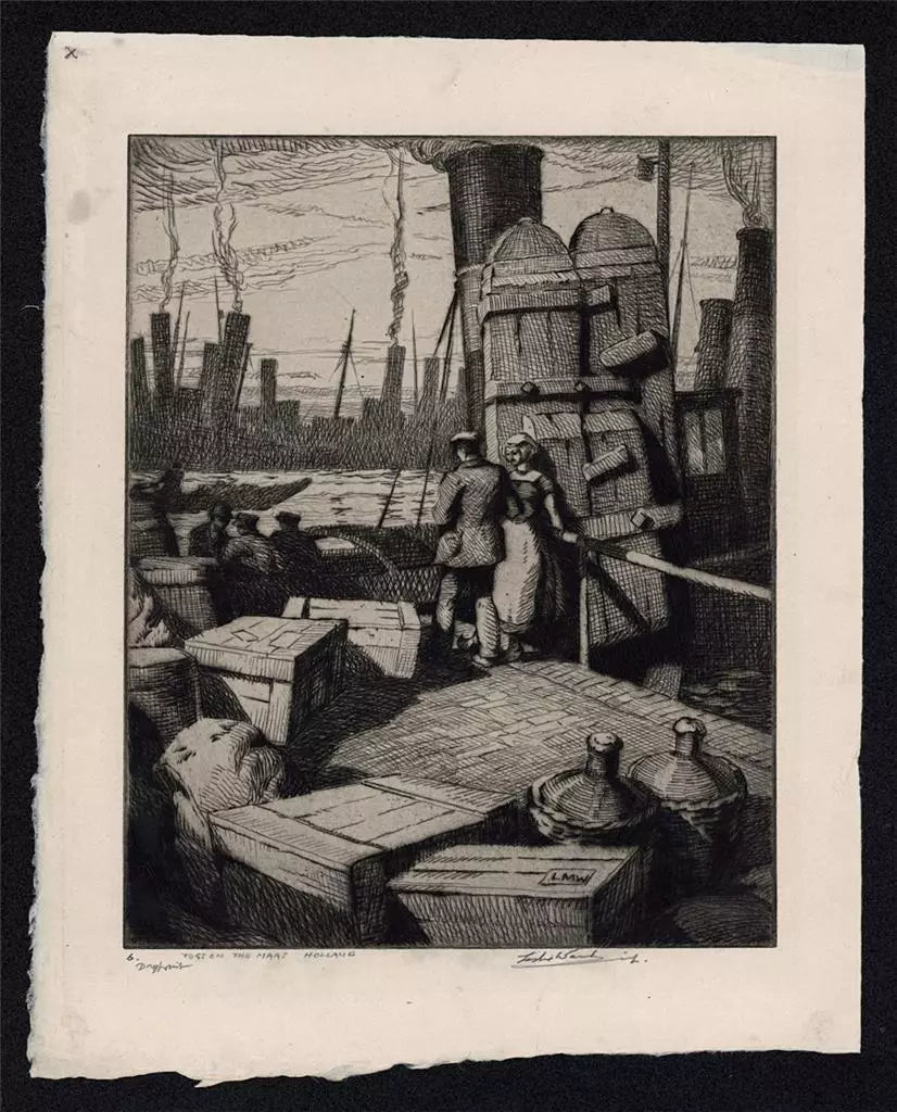 Leslie Moffat Ward (1888-1978) Signed Etching - Tugs on the Maas, Holland
