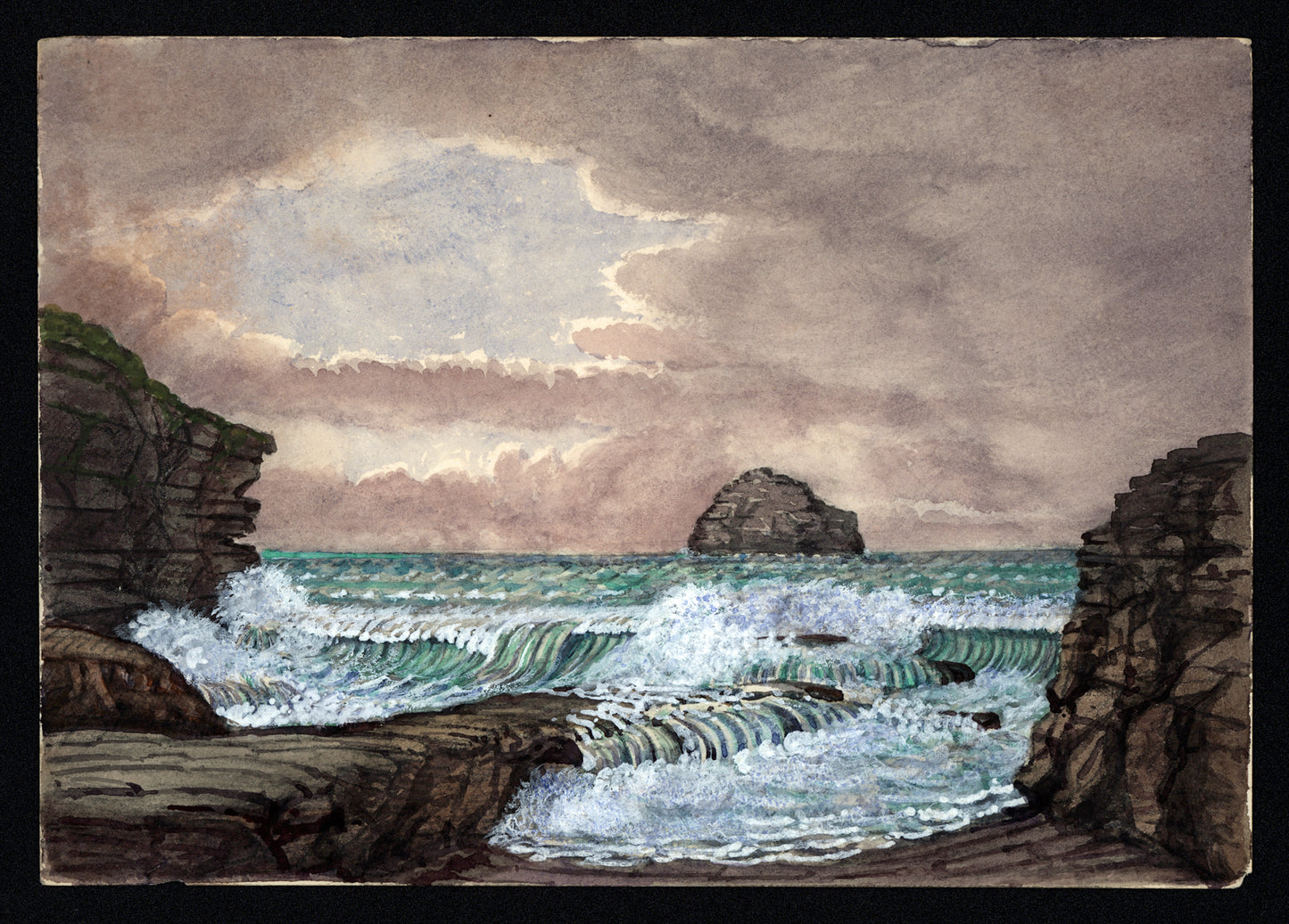 Trebarwith Cornwall 1879 - Antique Watercolour Painting - 19th Century