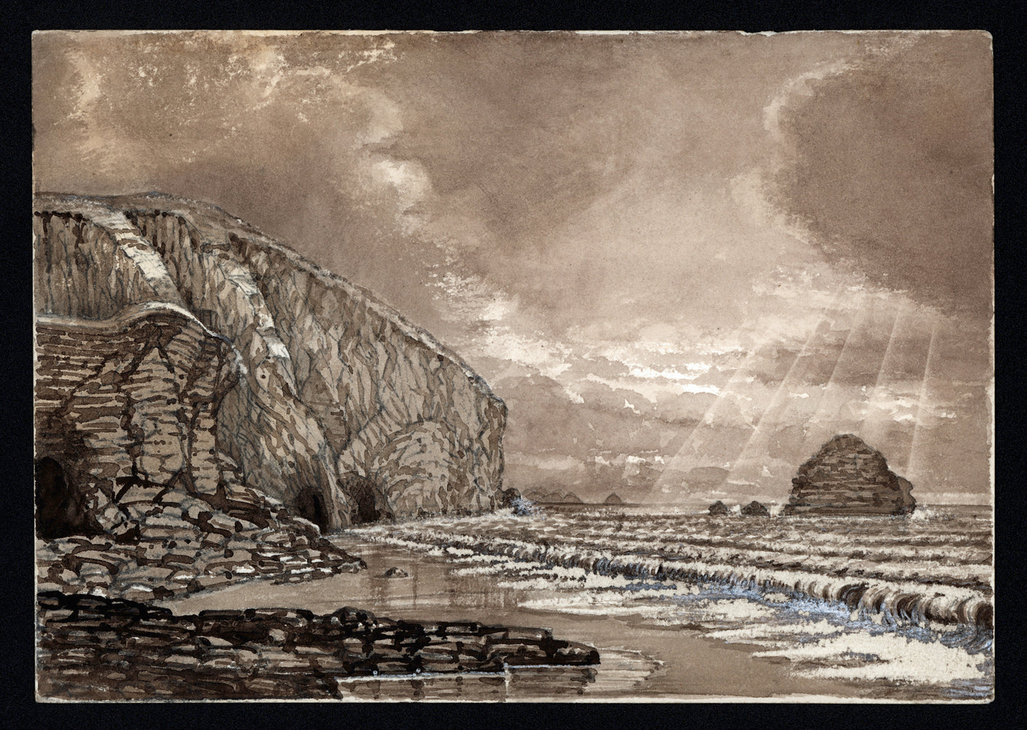 Trebarwith Cornwall 1879 - Watercolour Painting - 19th Century