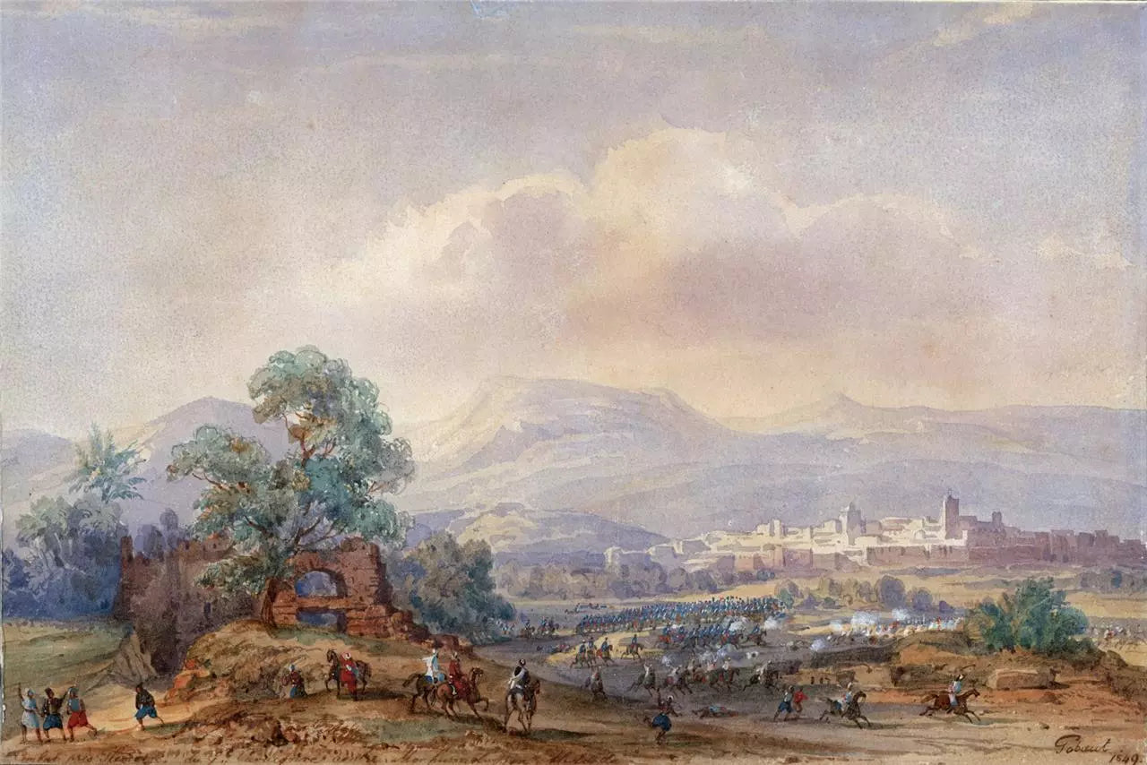 Gaspard Gobaut (1814-1882) - Watercolour Painting - Battle Of Tlemcen - 1849