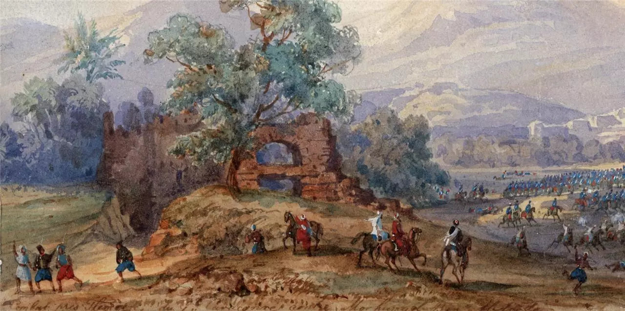Gaspard Gobaut (1814-1882) - Watercolour Painting - Battle Of Tlemcen - 1849