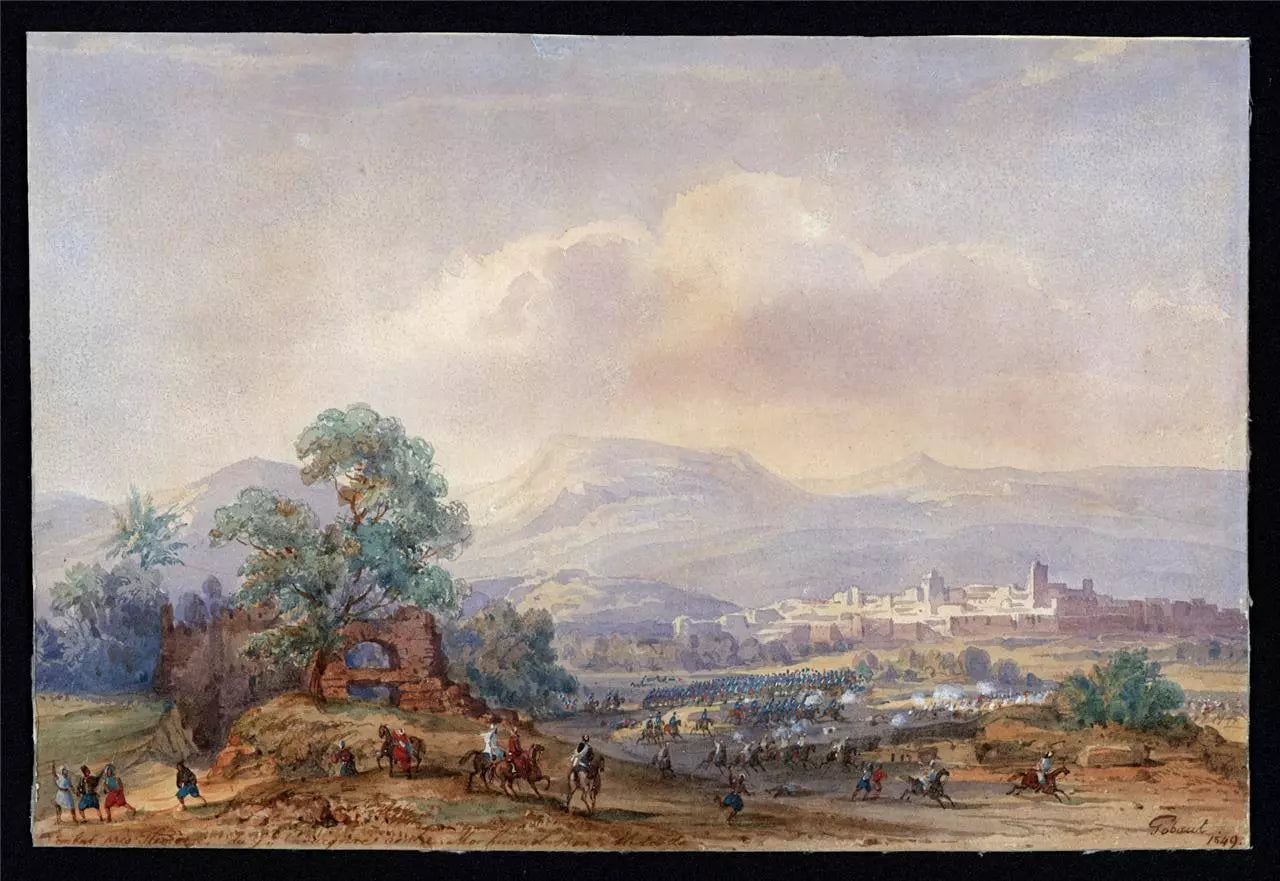 Gaspard Gobaut (1814-1882) - Watercolour Painting - Battle Of Tlemcen - 1849