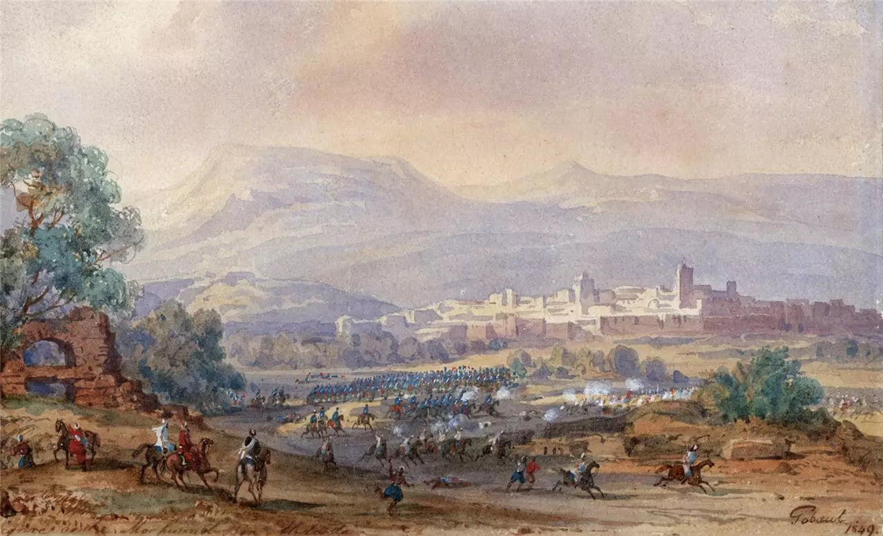 Gaspard Gobaut (1814-1882) - Watercolour Painting - Battle Of Tlemcen - 1849