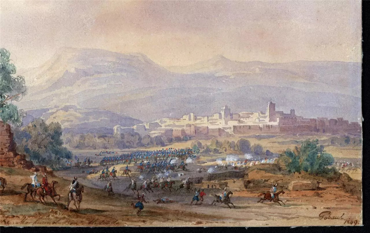 Gaspard Gobaut (1814-1882) - Watercolour Painting - Battle Of Tlemcen - 1849