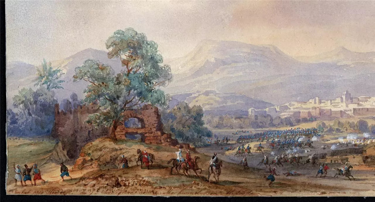 Gaspard Gobaut (1814-1882) - Watercolour Painting - Battle Of Tlemcen - 1849