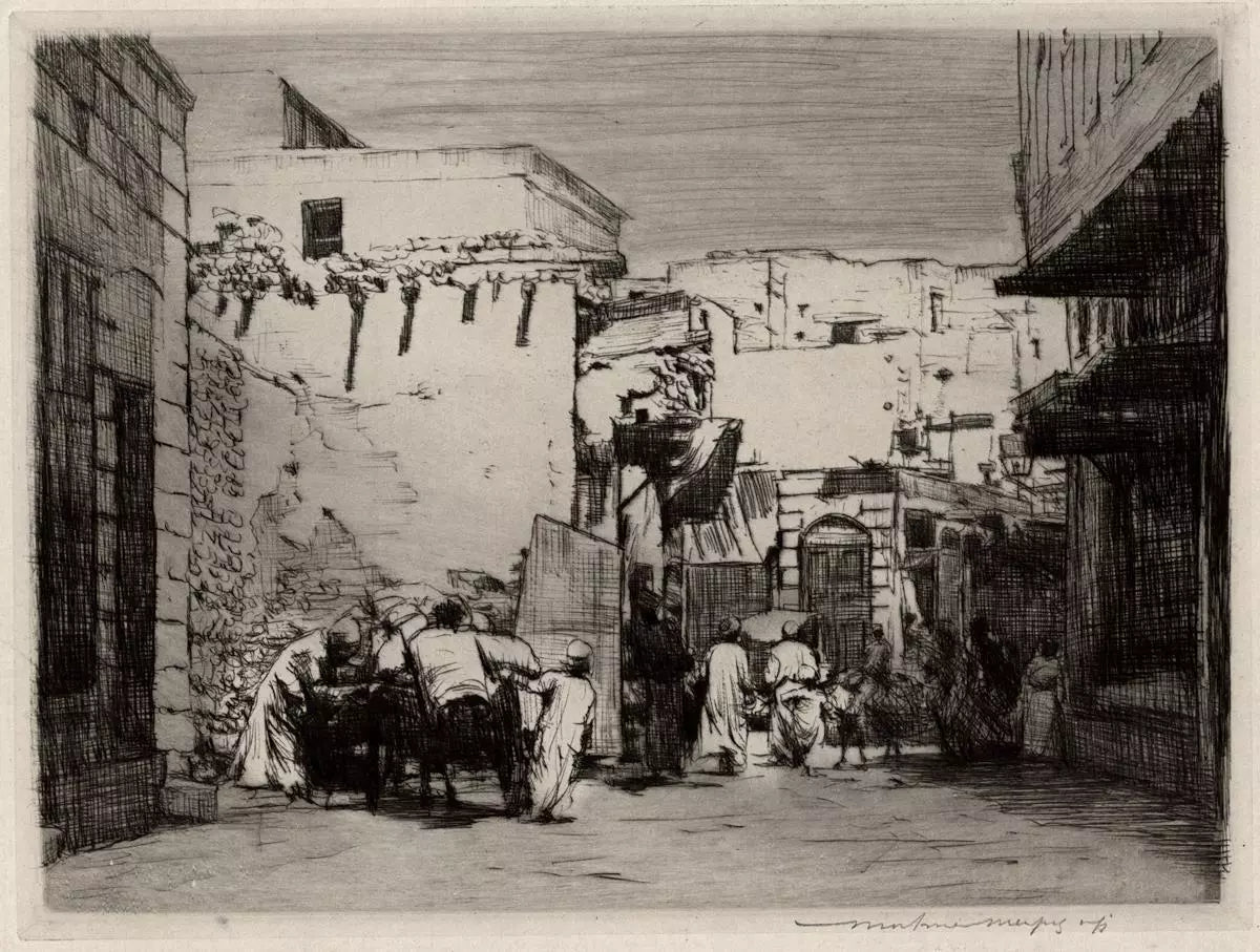 Mortimer Luddington Menpes - Signed Etching - Sunny Street, Cairo - Egypt