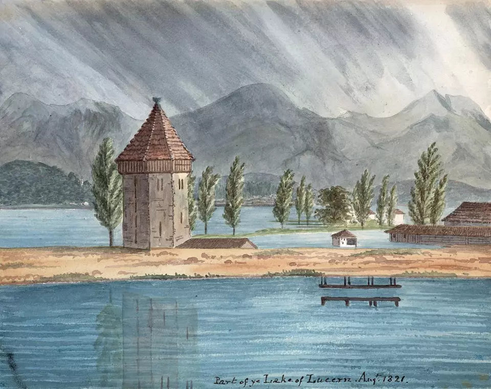 Elizabeth Campbell (1783-1861) Watercolour Painting - Part of Lake of Lucerne Switzerland 1821