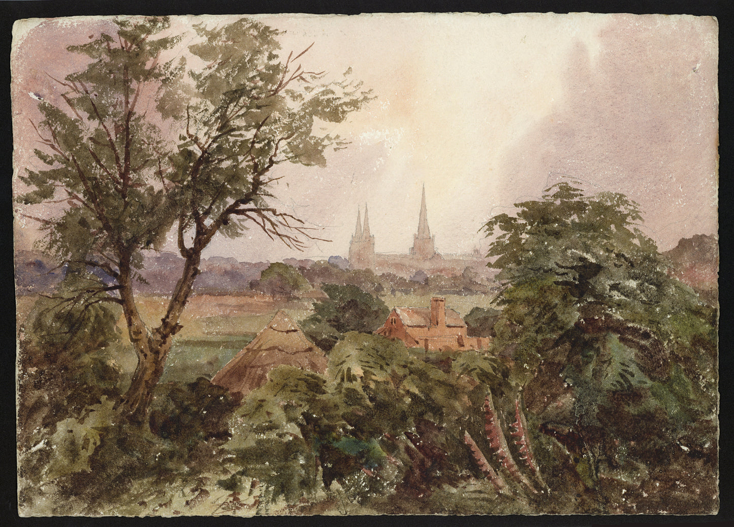 John Louis Petit (1801-1868) Watercolour Painting - Lichfield Staffordshire 1860